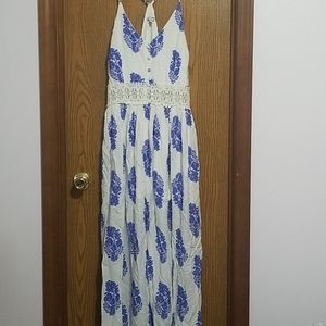 Fashion Nova Blue and White Maxi Dress